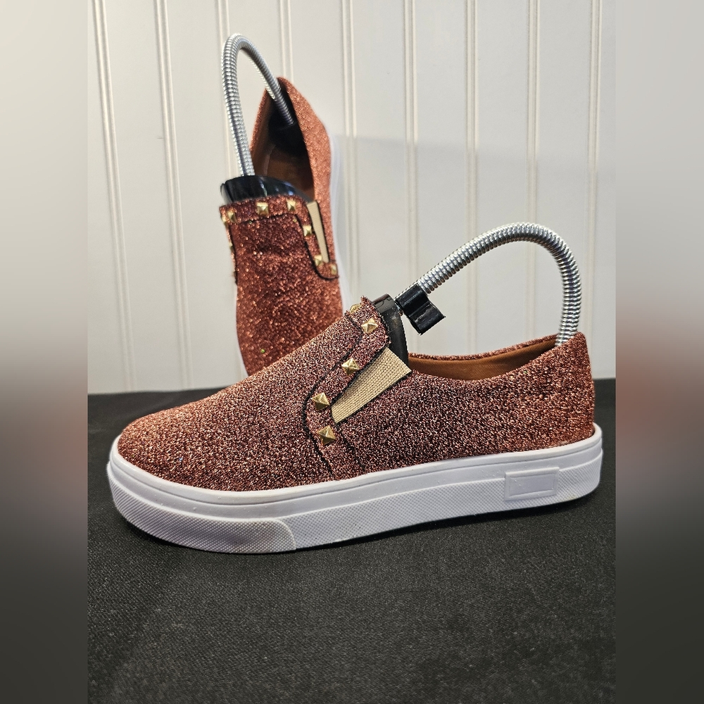 Glitter shoes from Brazil size 5 u.s copper color